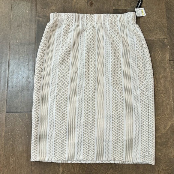 Travel Elements Skirt Womens XL Ivory Striped Straight Pencil Knee Pull On - Picture 2 of 9